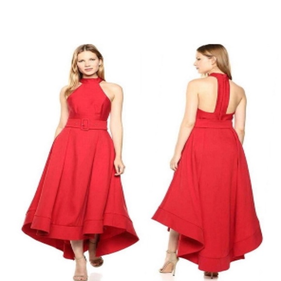 C/Meo Collective Confirmative Dress Gown Red Maxi High Low - Picture 9 of 9